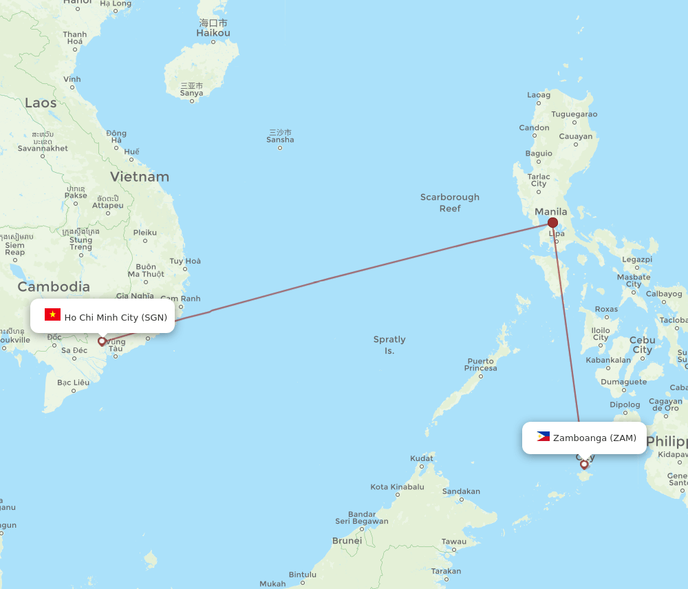 SGN-ZAM flight routes
