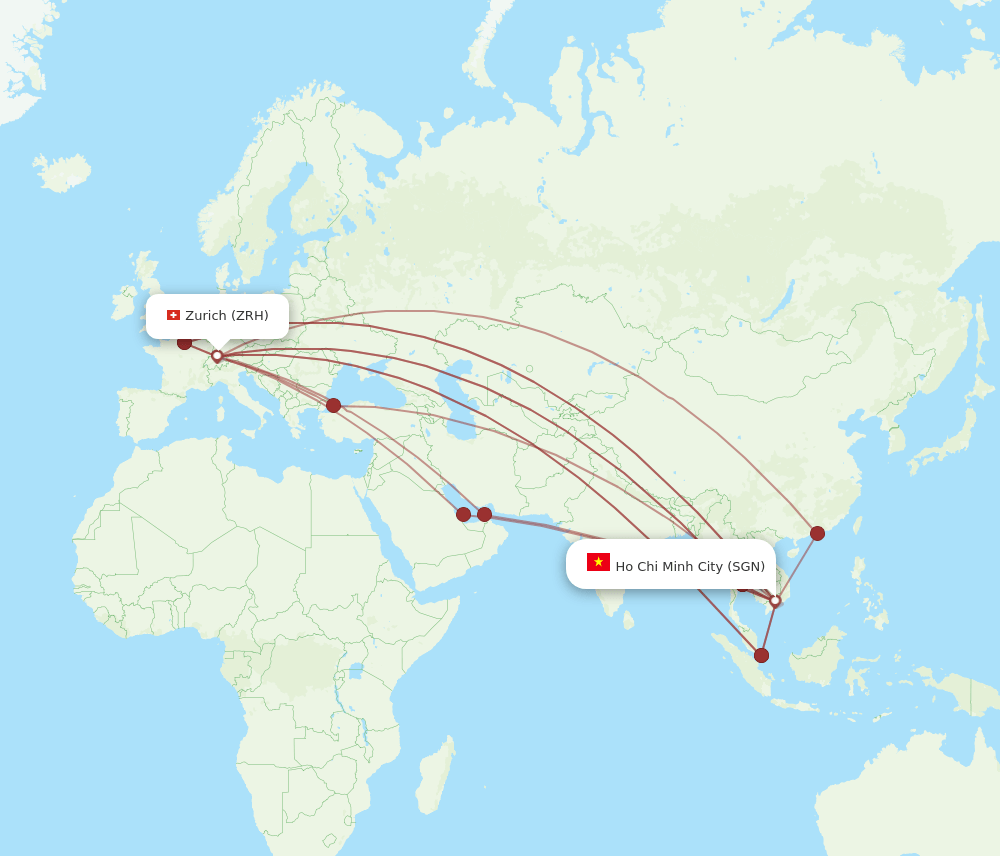 SGN-ZRH flight routes