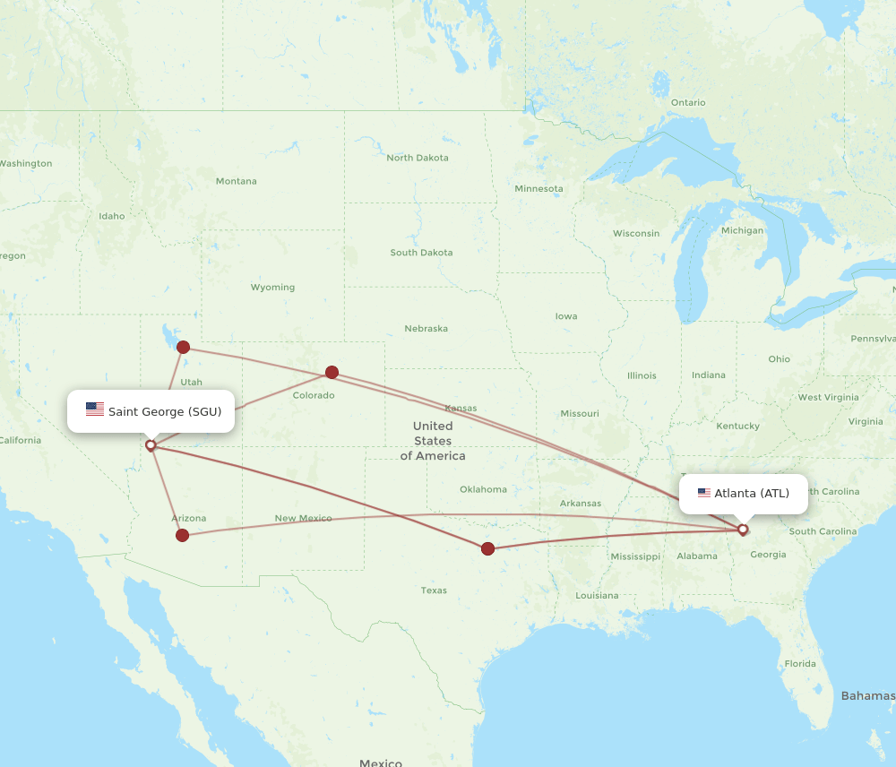 SGU-ATL flight routes