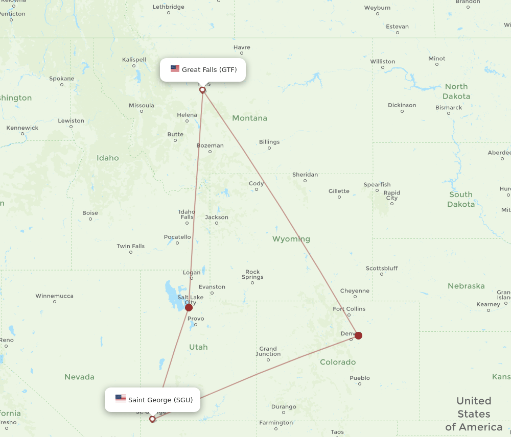 SGU-GTF flight routes