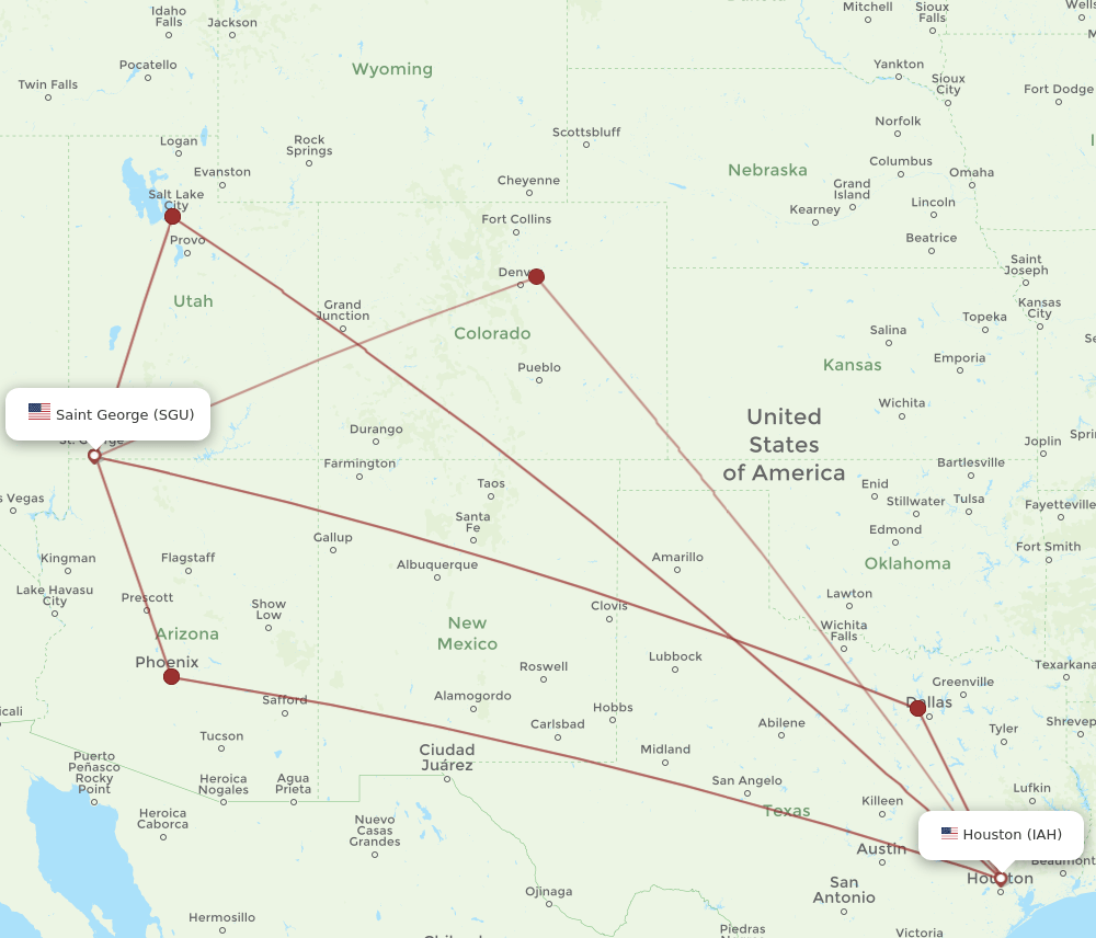SGU-IAH flight routes
