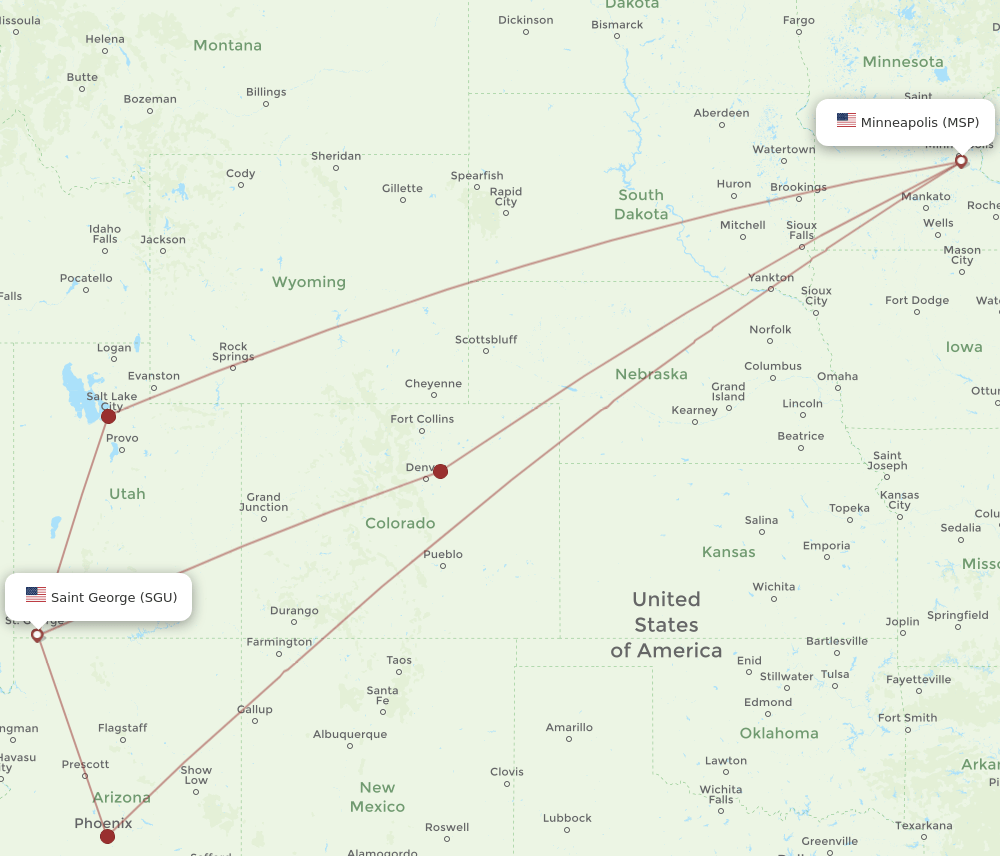 SGU-MSP flight routes
