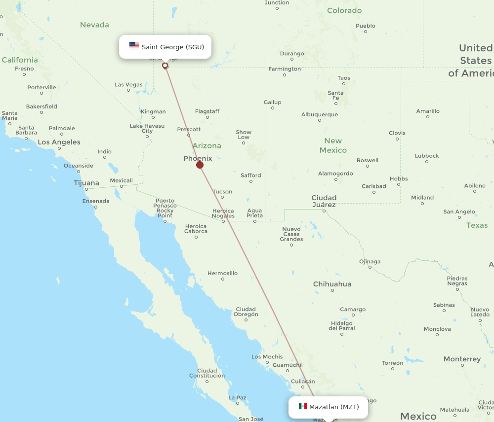 SGU-MZT flight routes