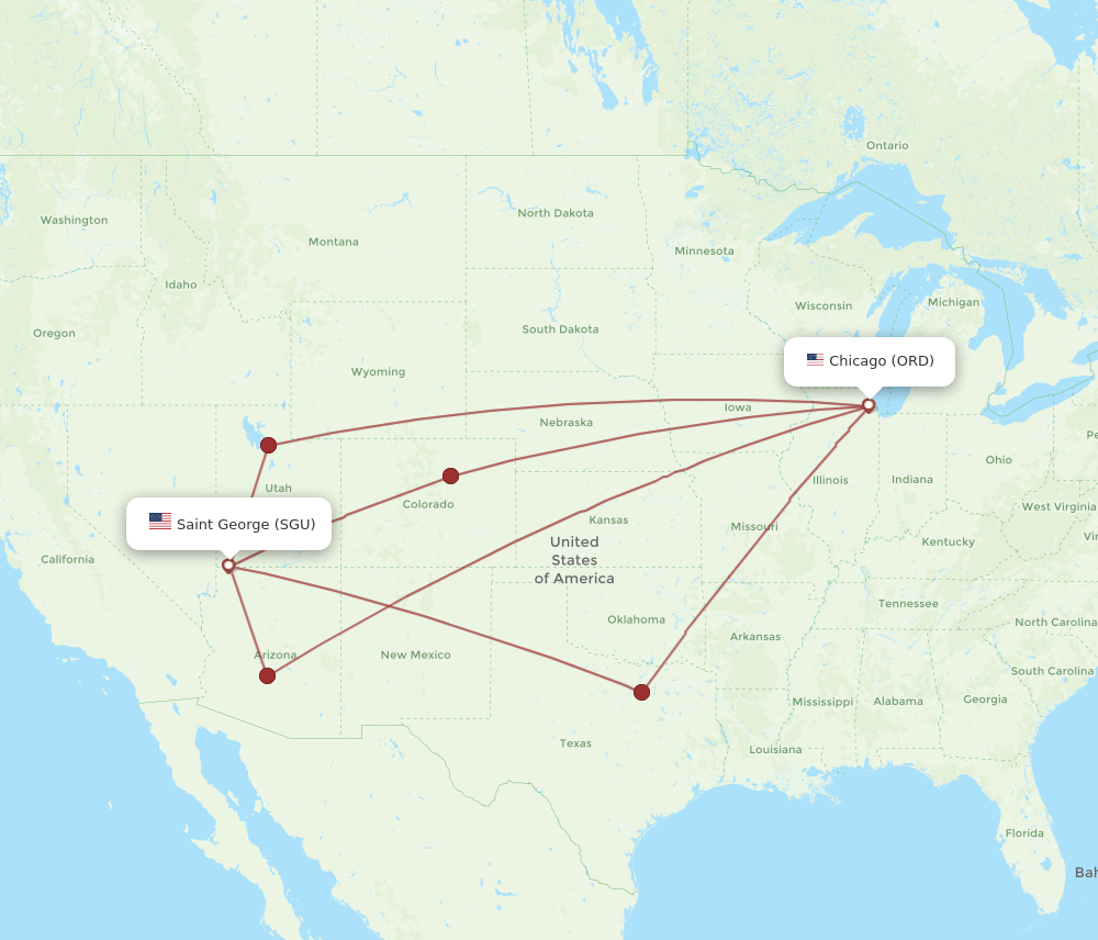 SGU-ORD flight routes