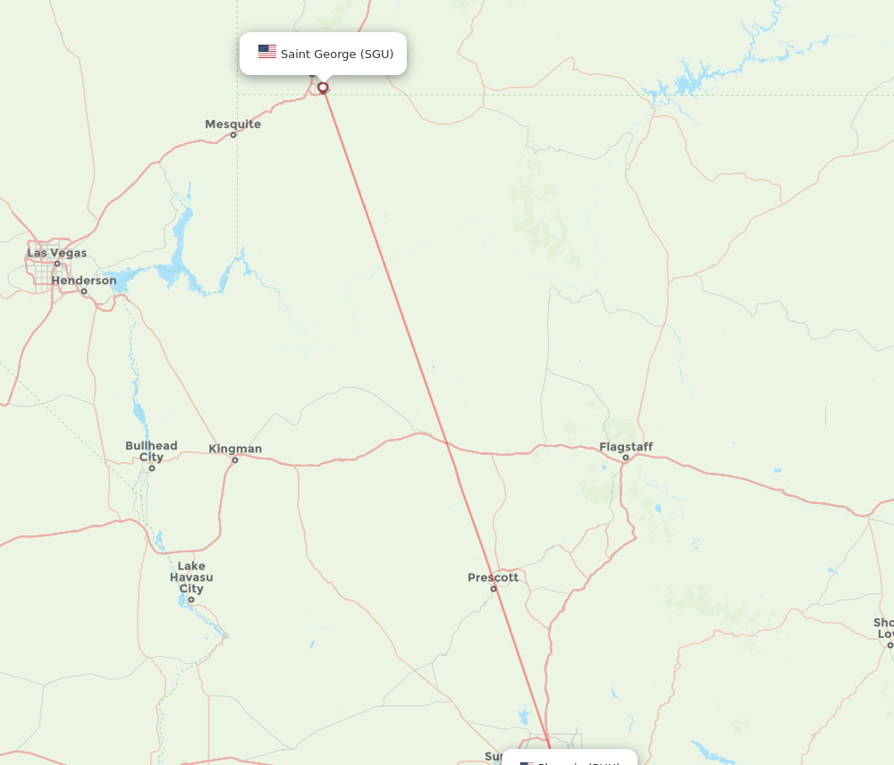 Saint George - Phoenix route map and flight paths