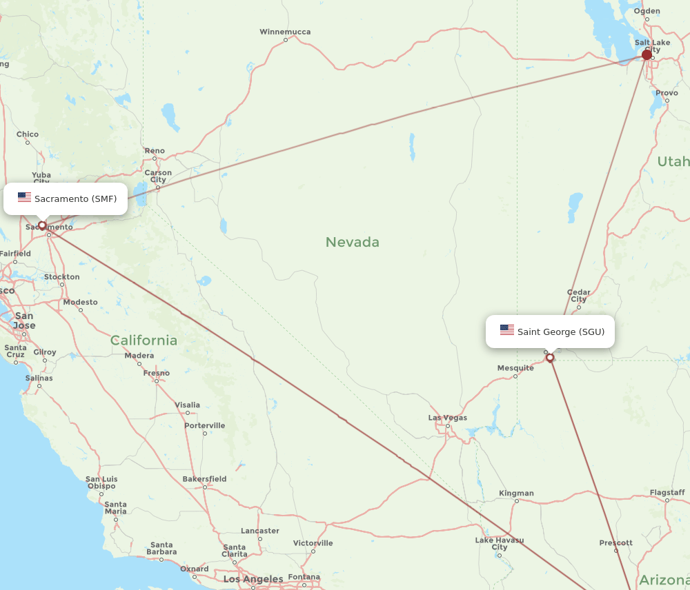 SGU-SMF flight routes