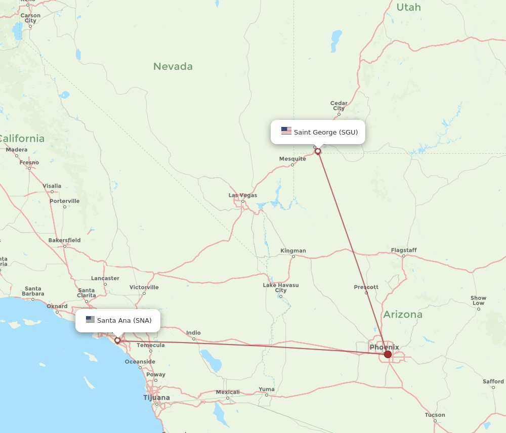 SGU-SNA flight routes