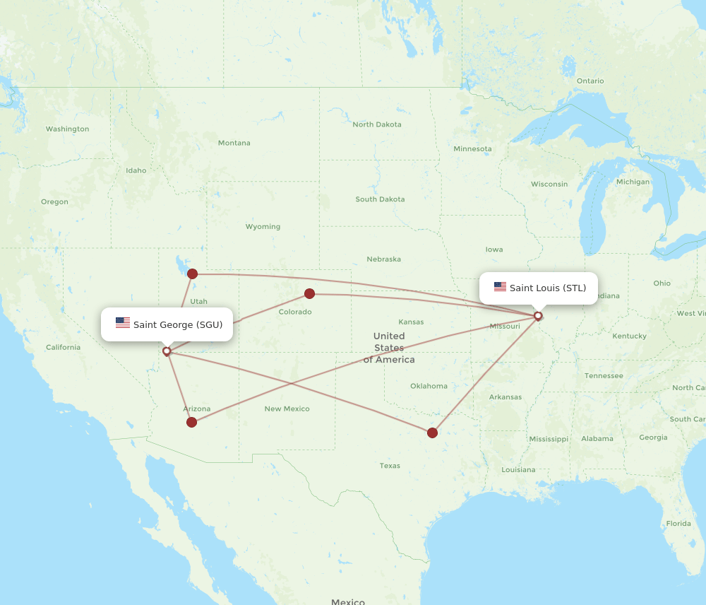 SGU-STL flight routes