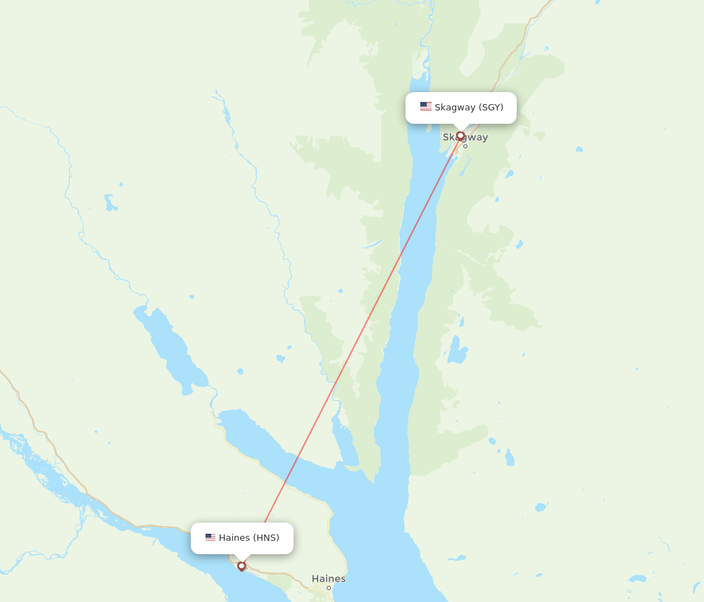 Skagway - Haines route map and flight paths