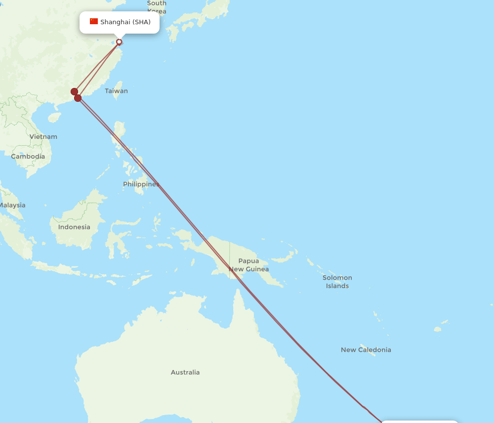 SHA-AKL flight routes