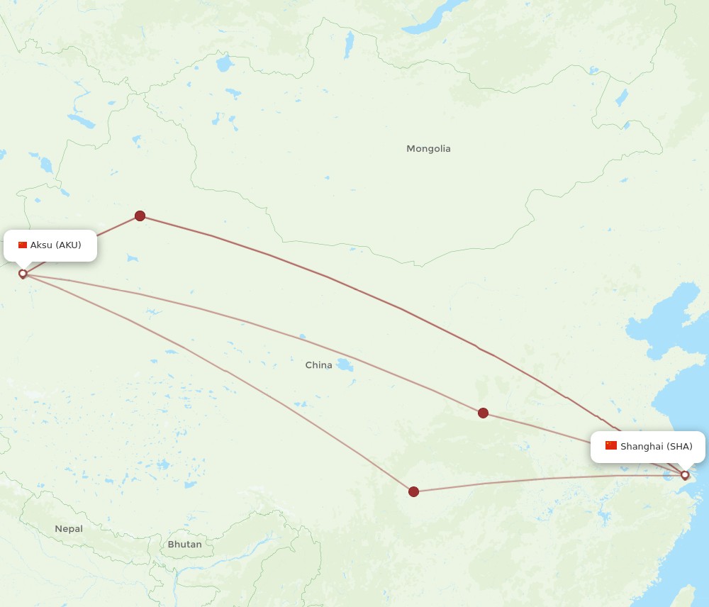 SHA-AKU flight routes