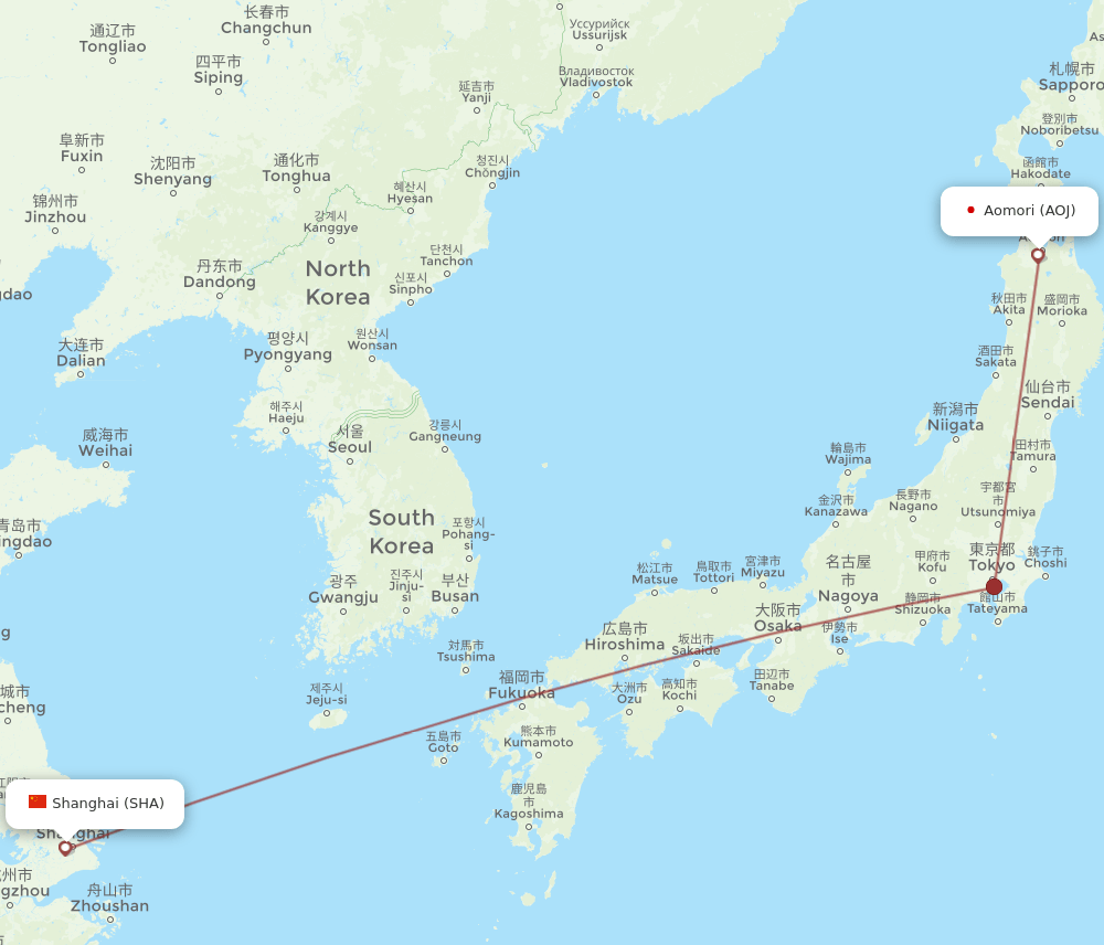 SHA-AOJ flight routes
