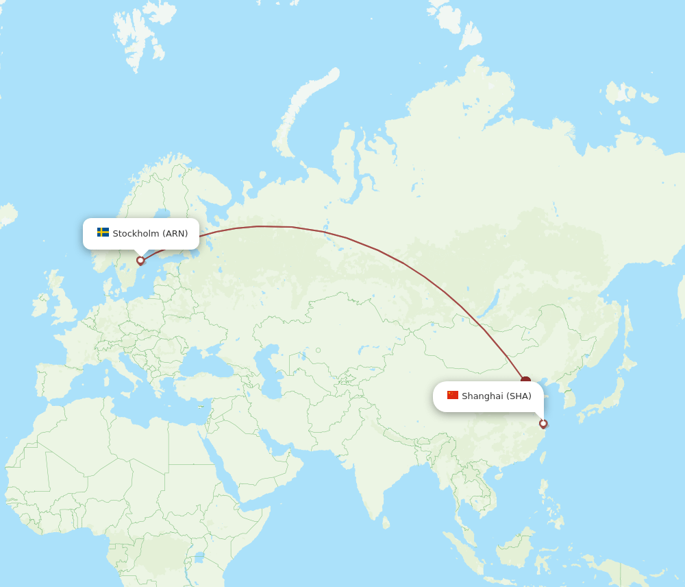 SHA-ARN flight routes