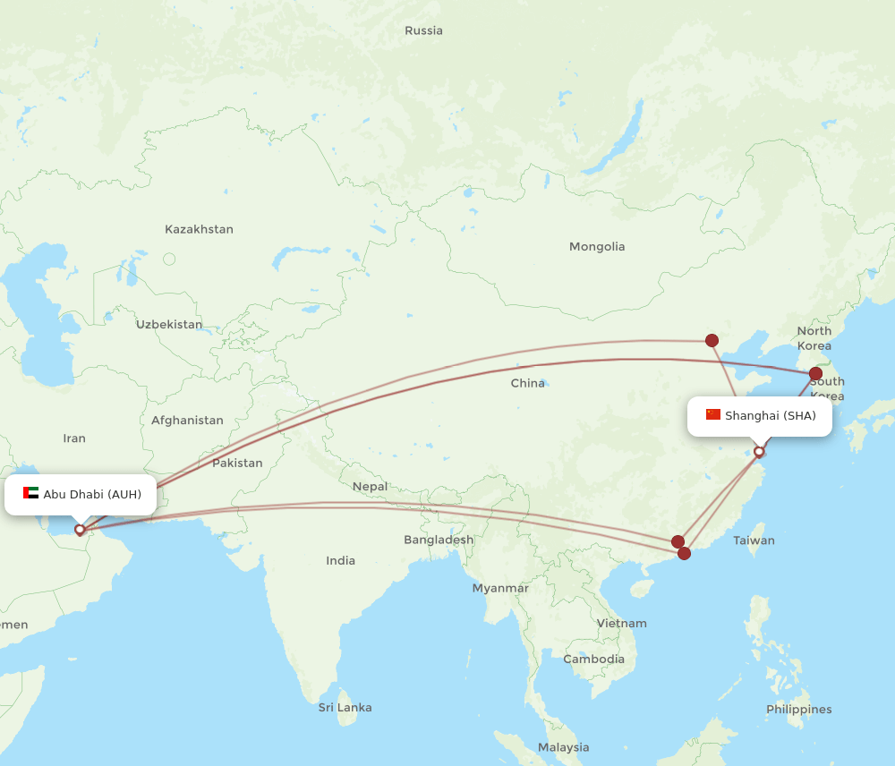 SHA-AUH flight routes