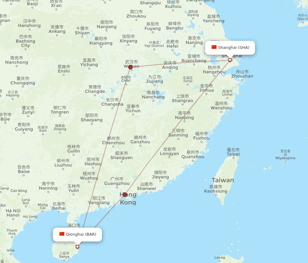 SHA-BAR flight routes