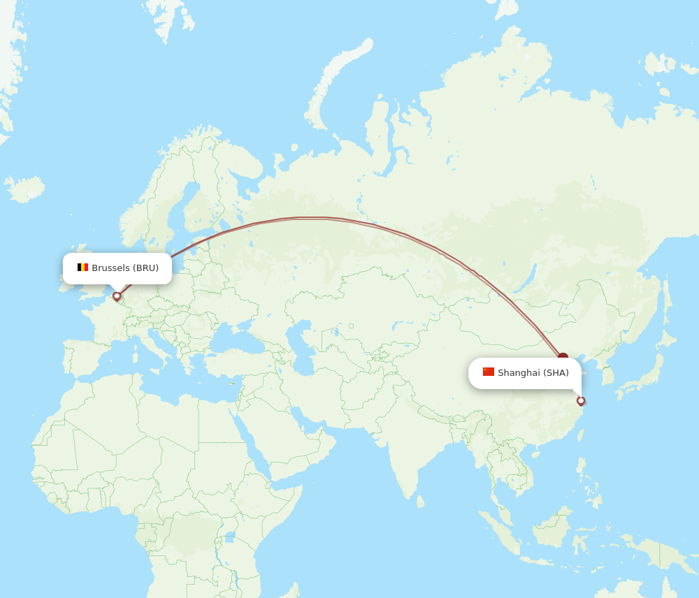 SHA-BRU flight routes