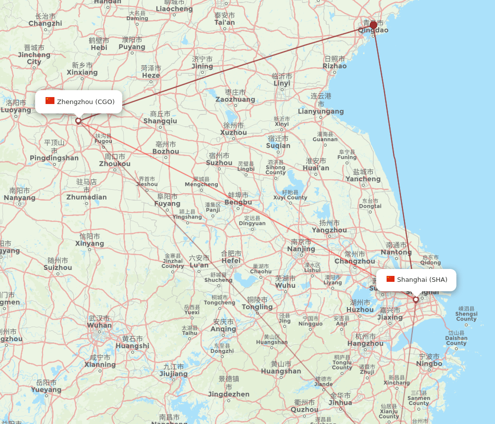 SHA to CGO flights and routes map