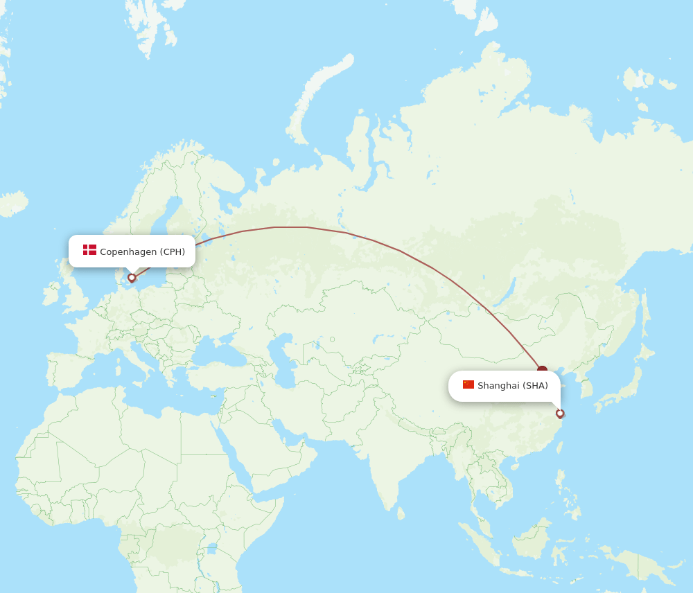 SHA-CPH flight routes