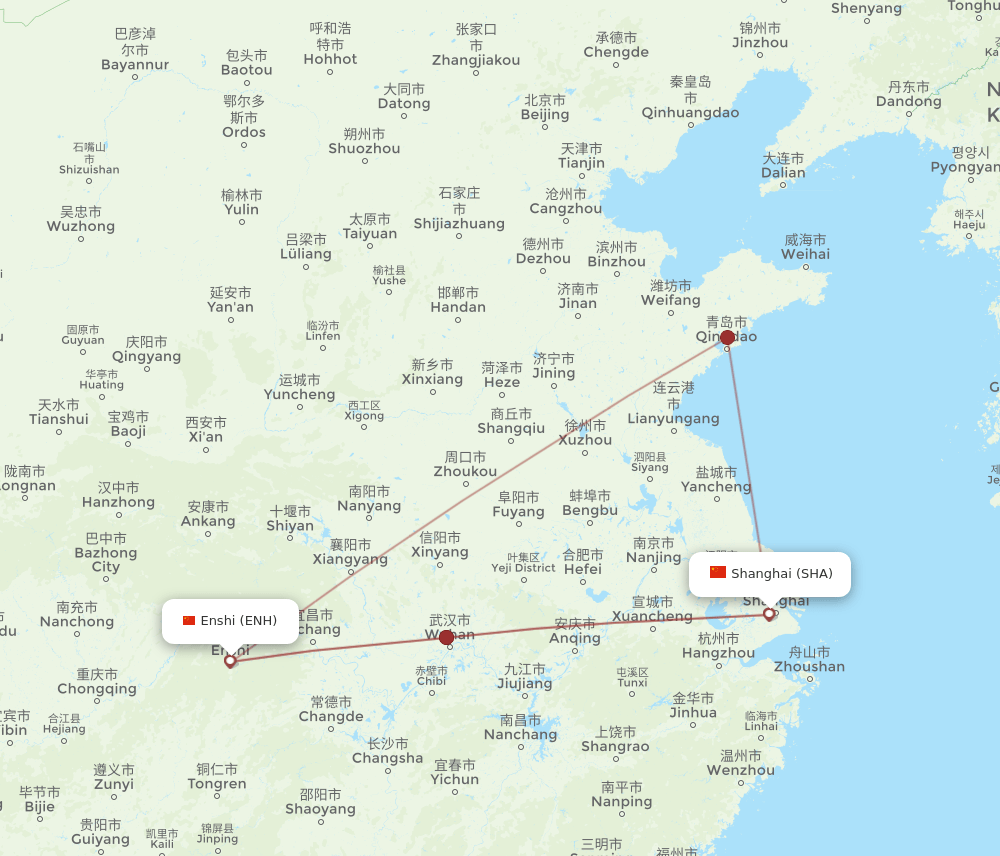 SHA-ENH flight routes