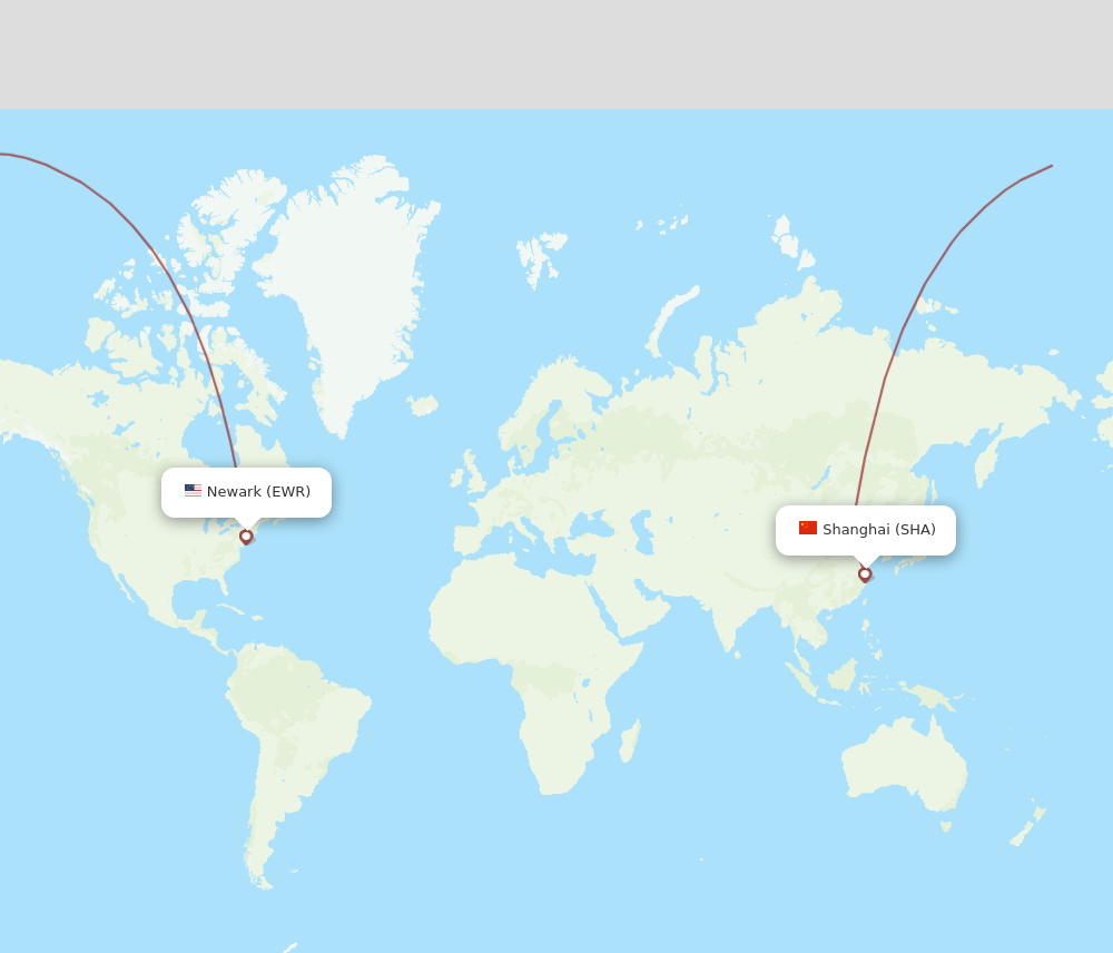 SHA-EWR flight routes