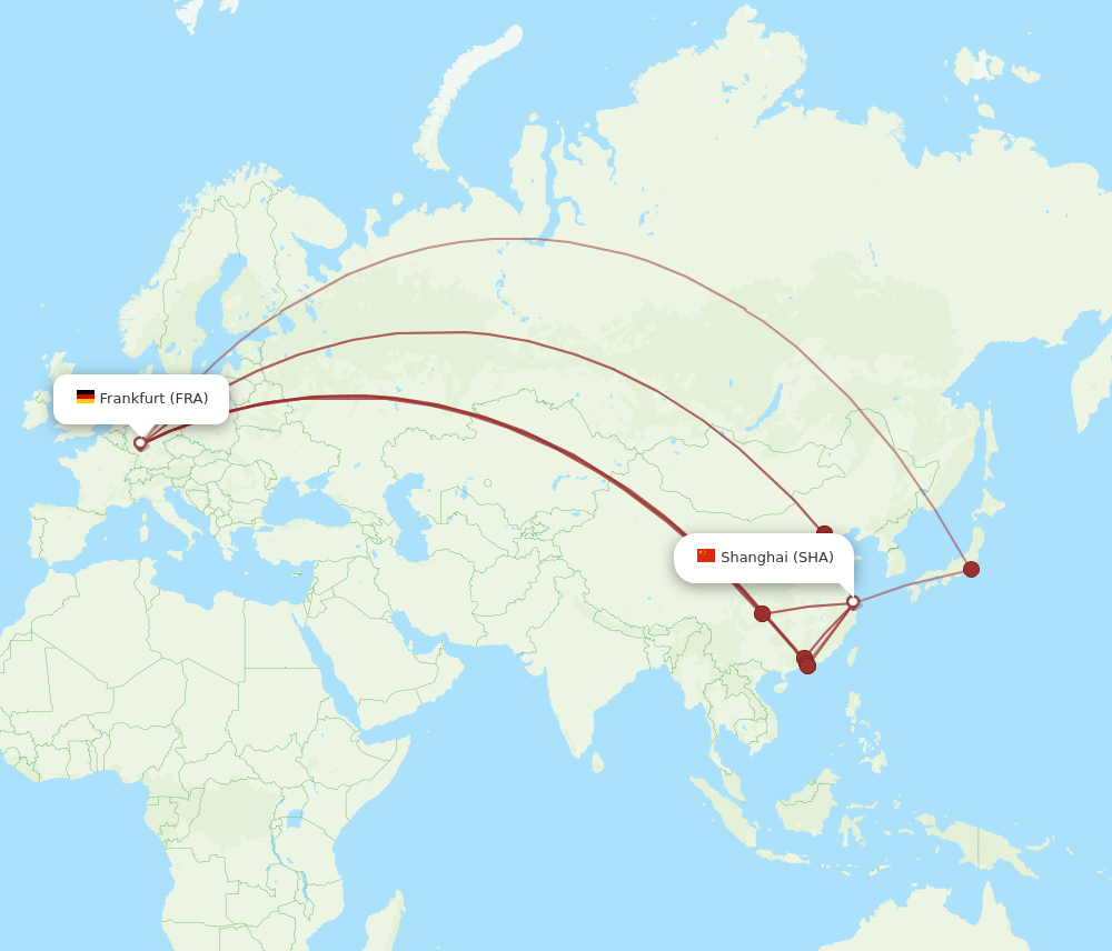 SHA-FRA flight routes