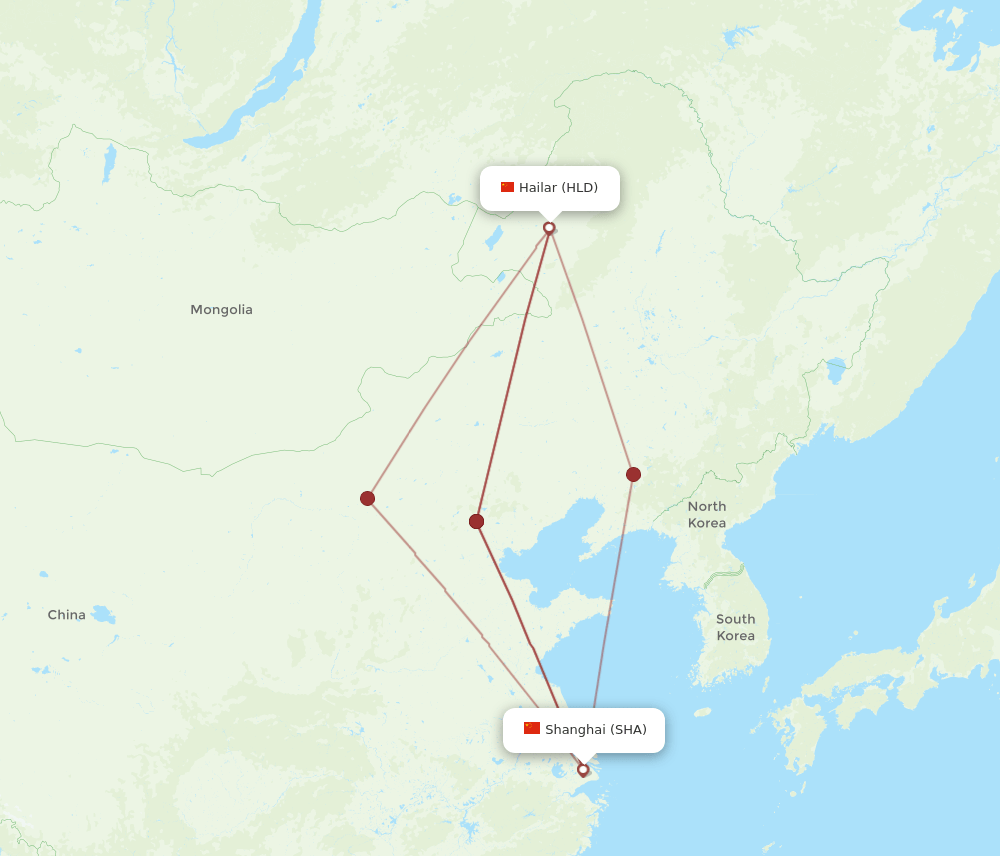 SHA-HLD flight routes