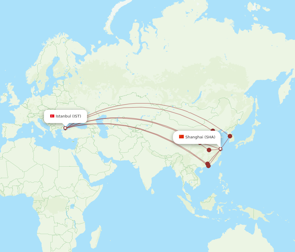 SHA-IST flight routes