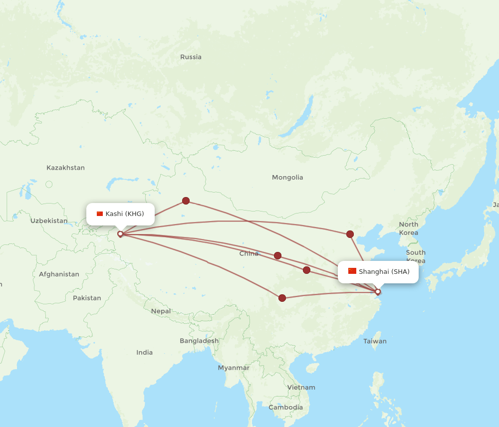 SHA-KHG flight routes