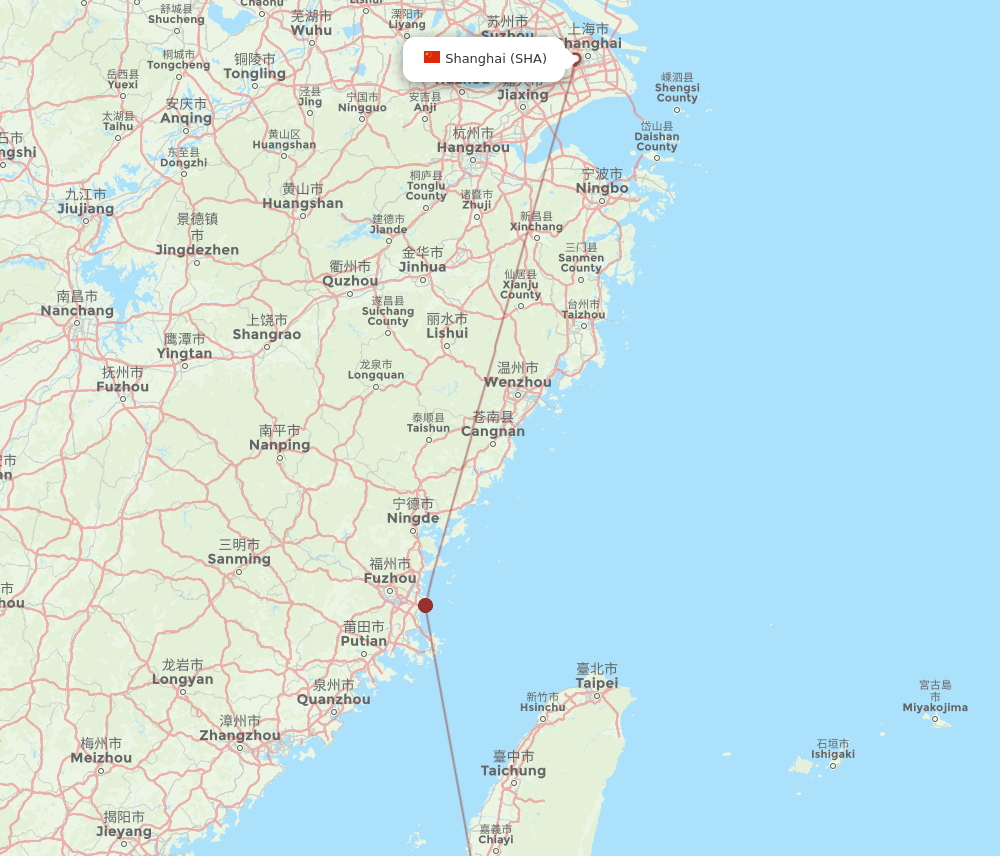 SHA-KHH flight routes