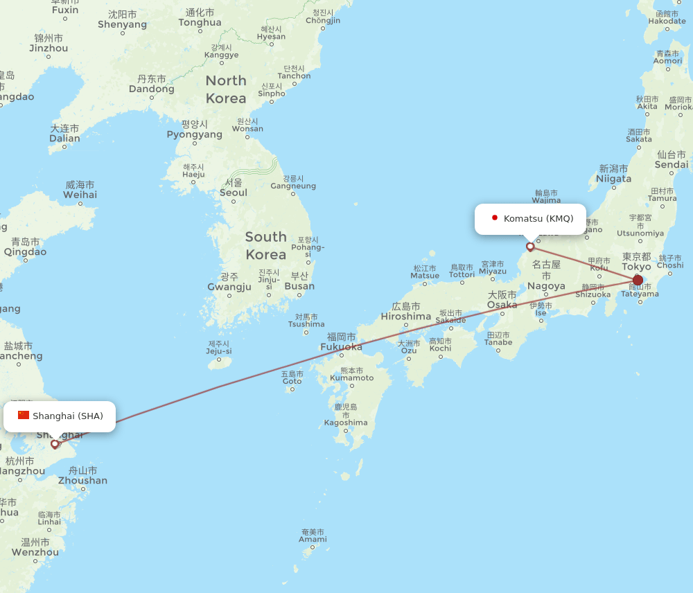 SHA-KMQ flight routes