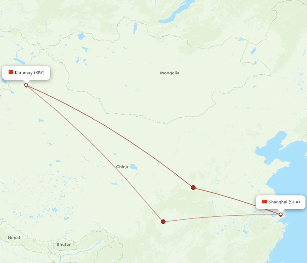 SHA-KRY flight routes