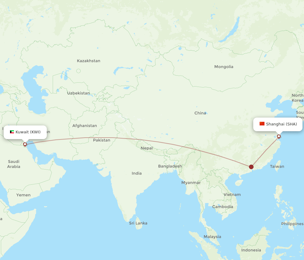 SHA-KWI flight routes