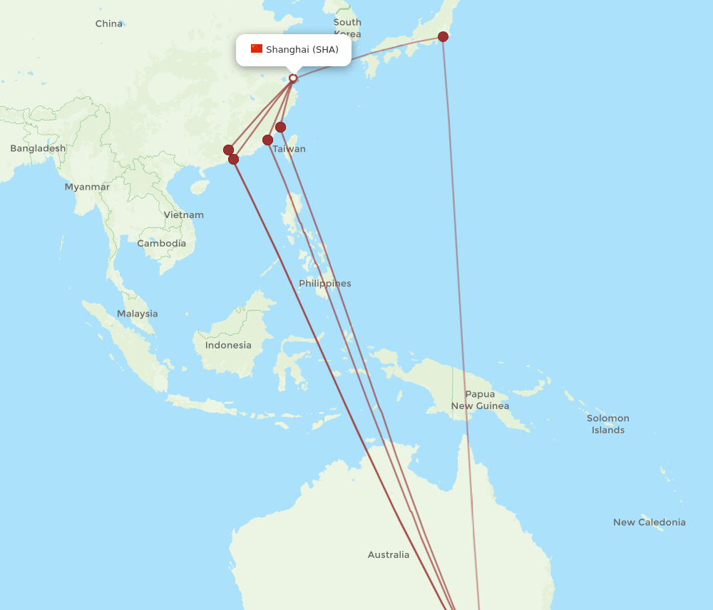 SHA-MEL flight routes