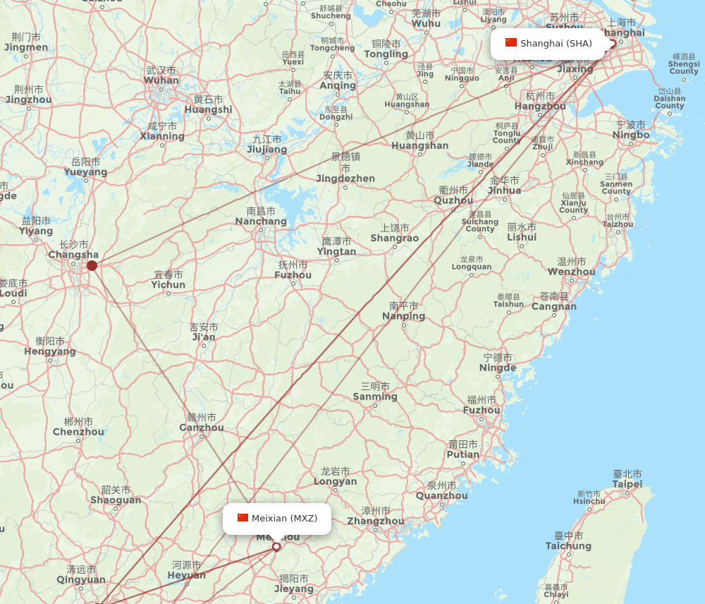 SHA-MXZ flight routes