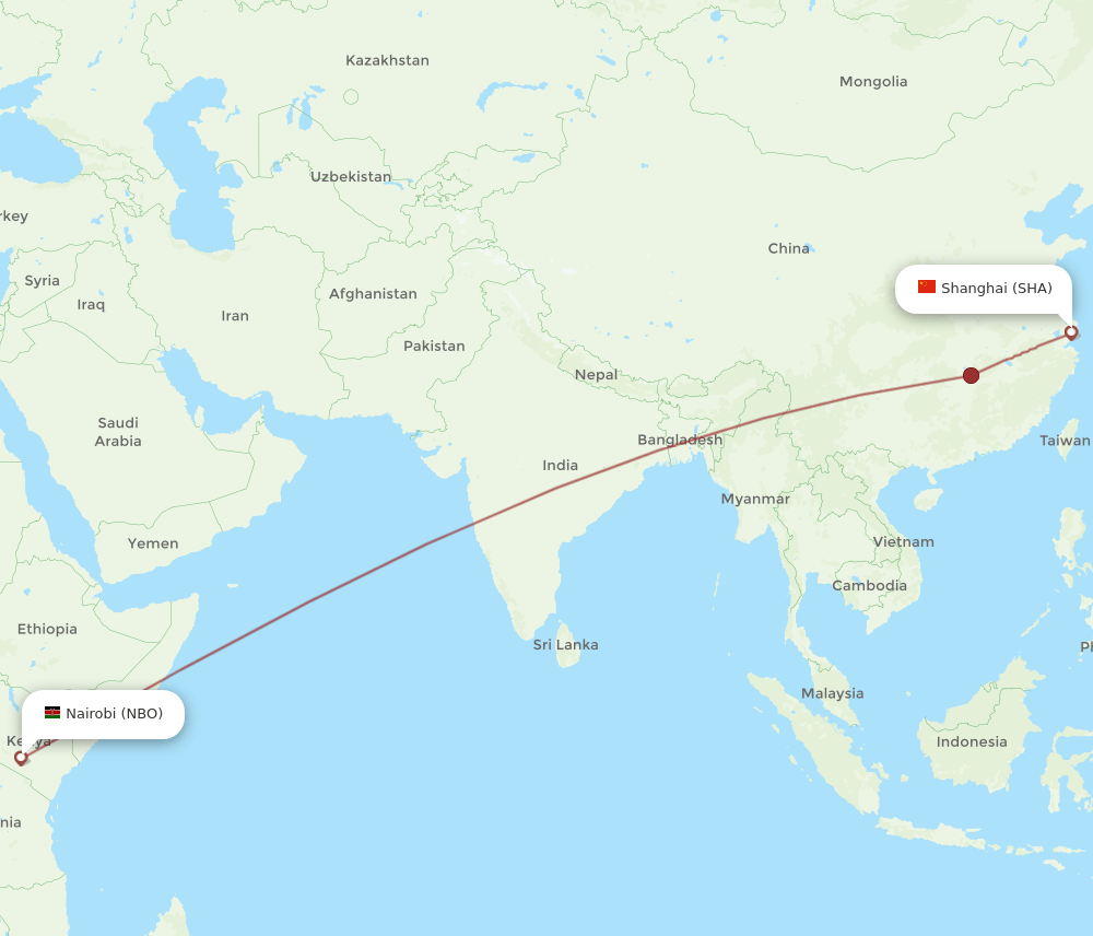 SHA-NBO flight routes
