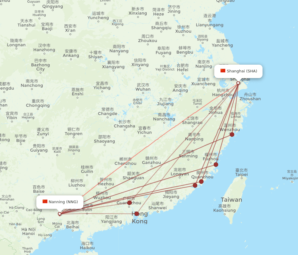 SHA-NNG flight routes