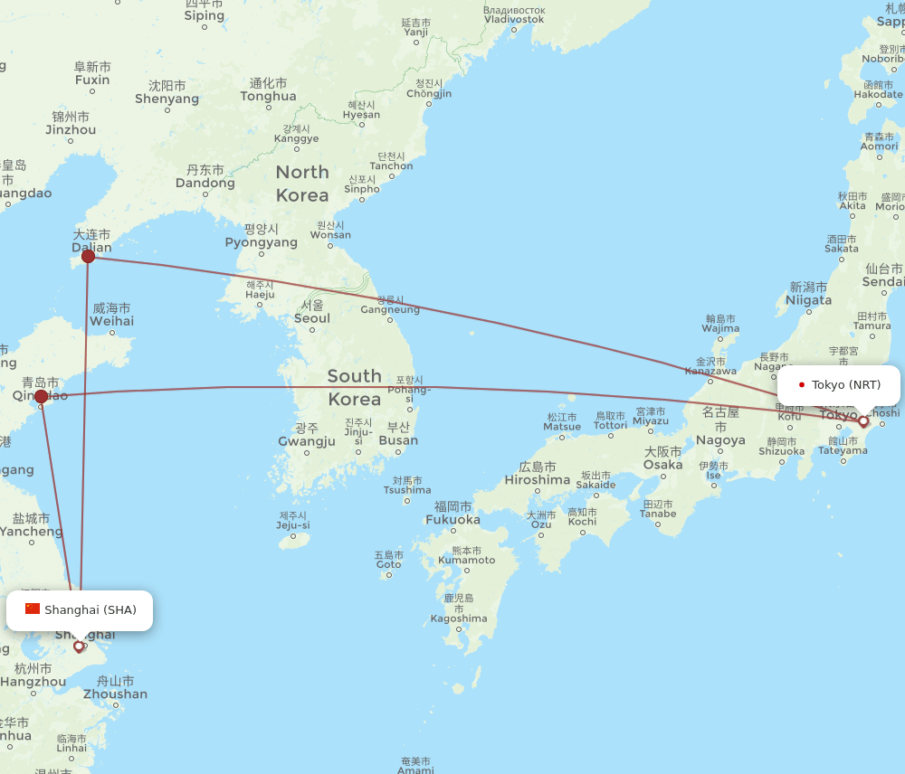 SHA-NRT flight routes