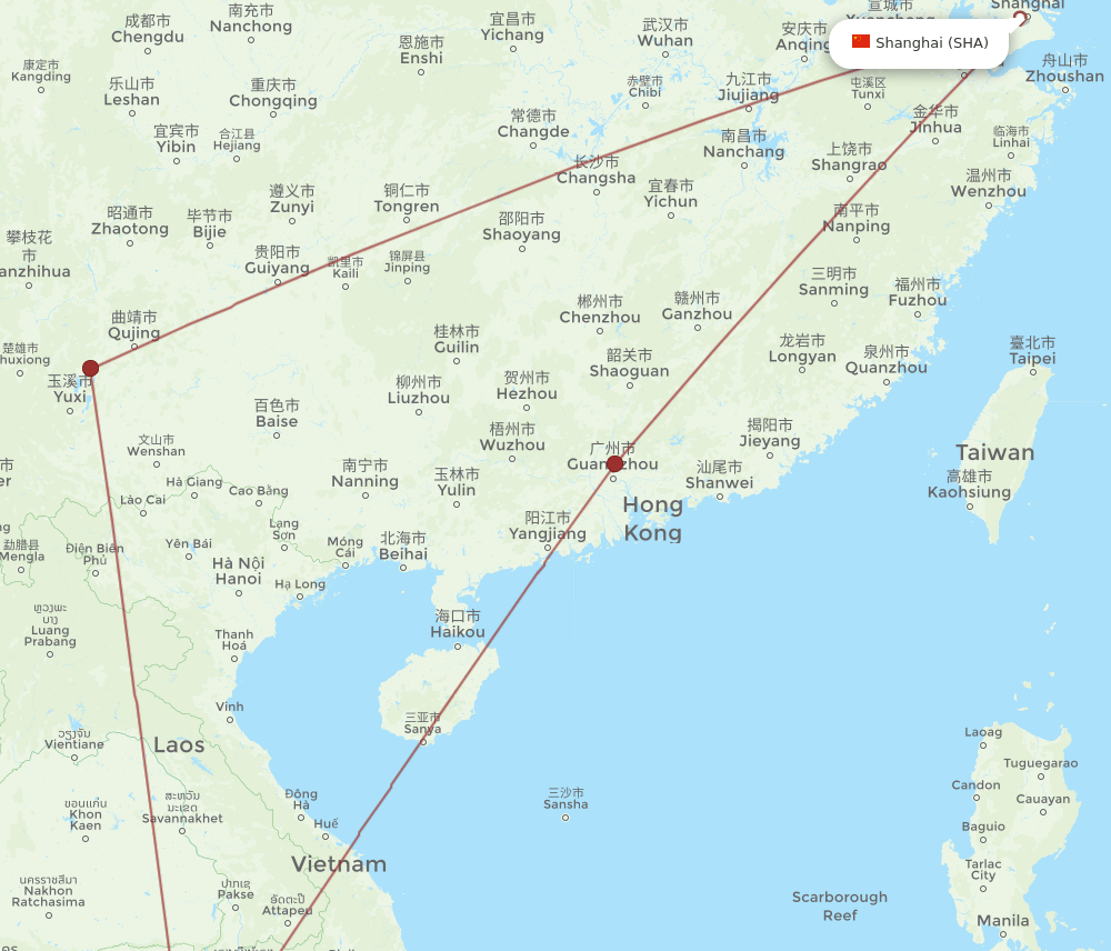 SHA to PNH flights and routes map