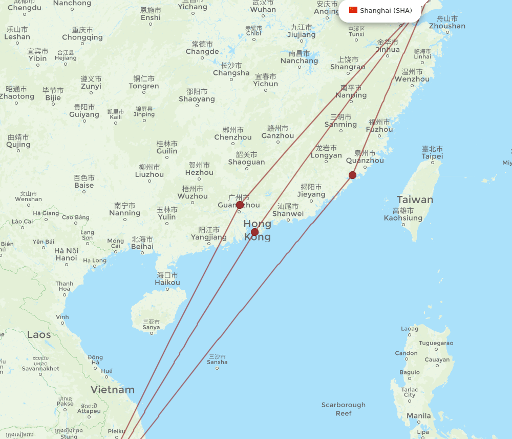 SHA-SGN flight routes