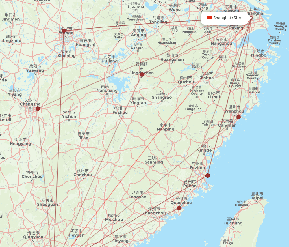 SHA-SZX flight routes