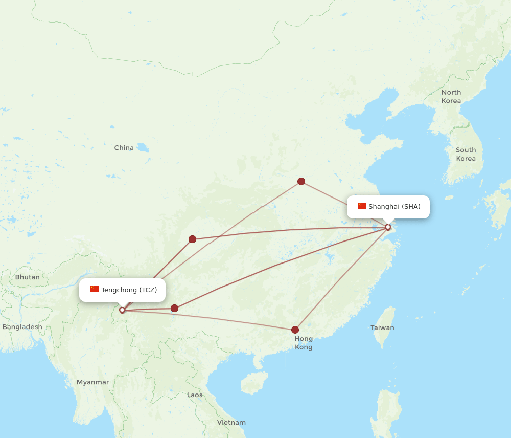 SHA-TCZ flight routes