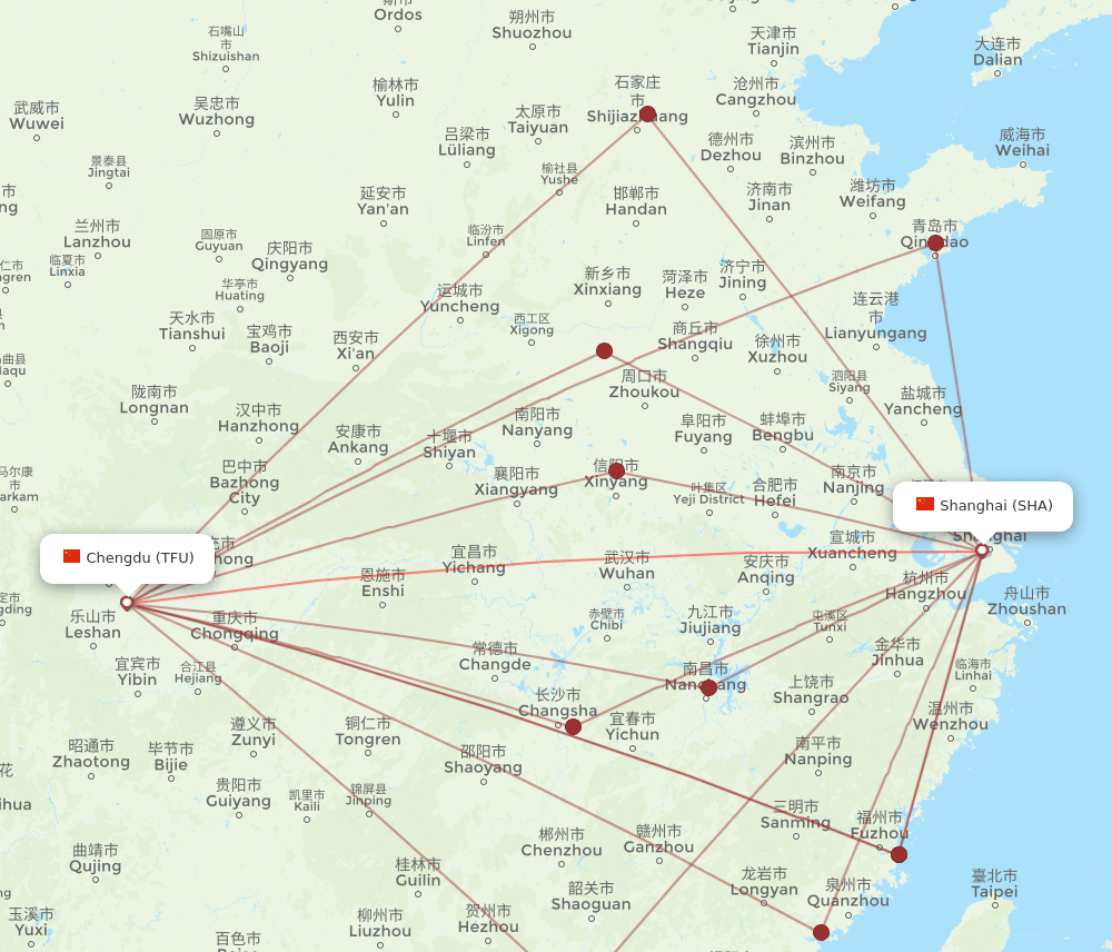SHA-TFU flight routes