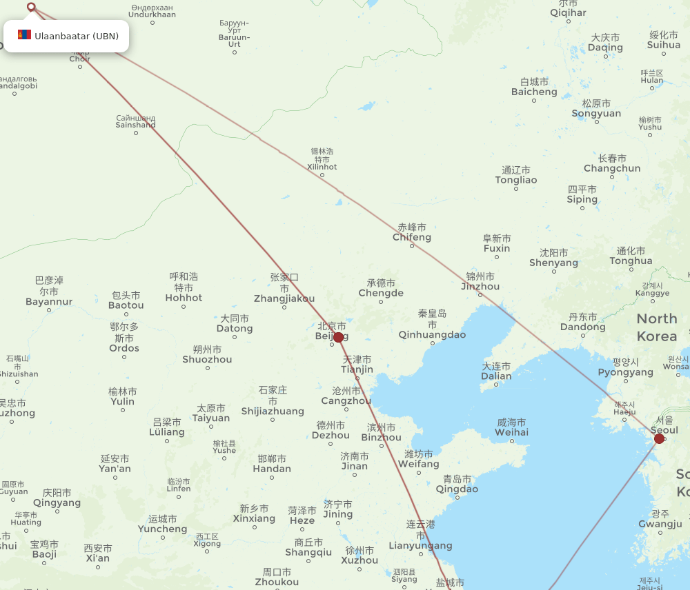SHA-UBN flight routes