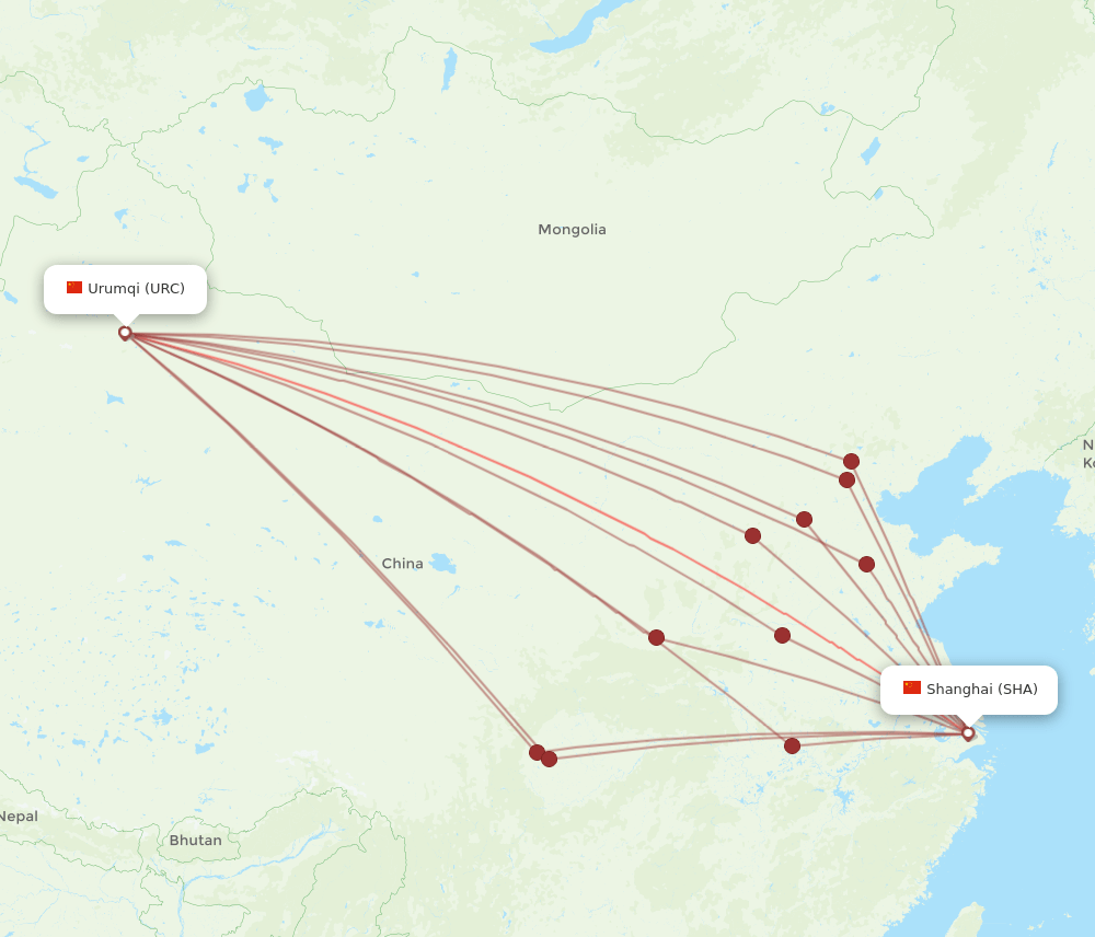 SHA-URC flight routes