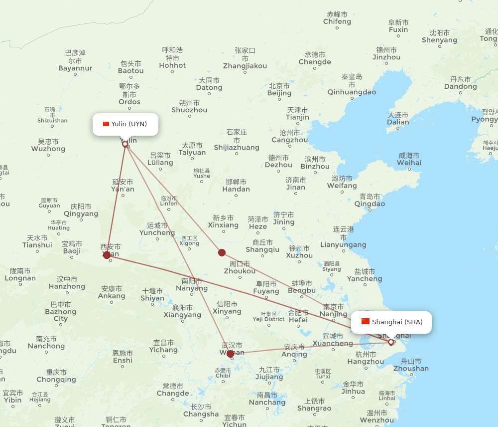 SHA-UYN flight routes