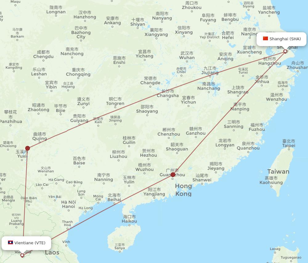 SHA-VTE flight routes