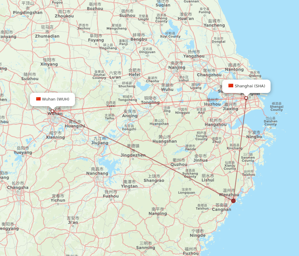 SHA-WUH flight routes