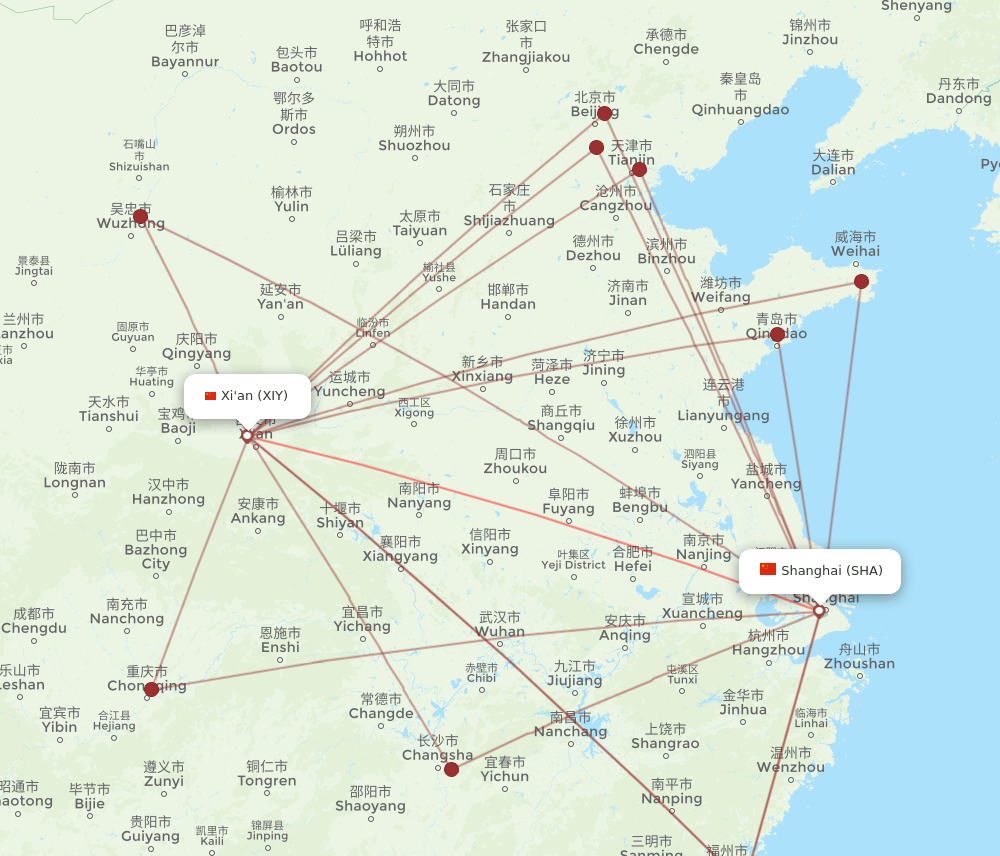 SHA-XIY flight routes