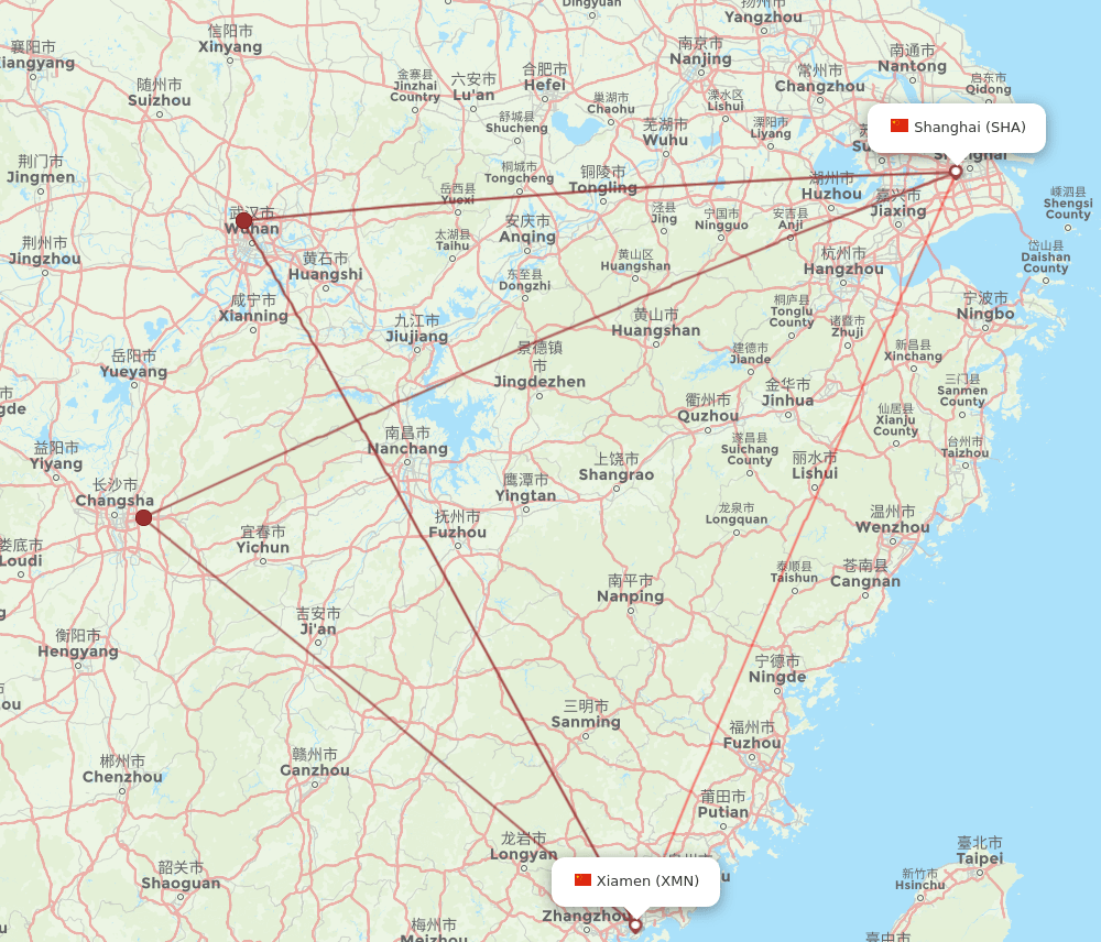 SHA-XMN flight routes