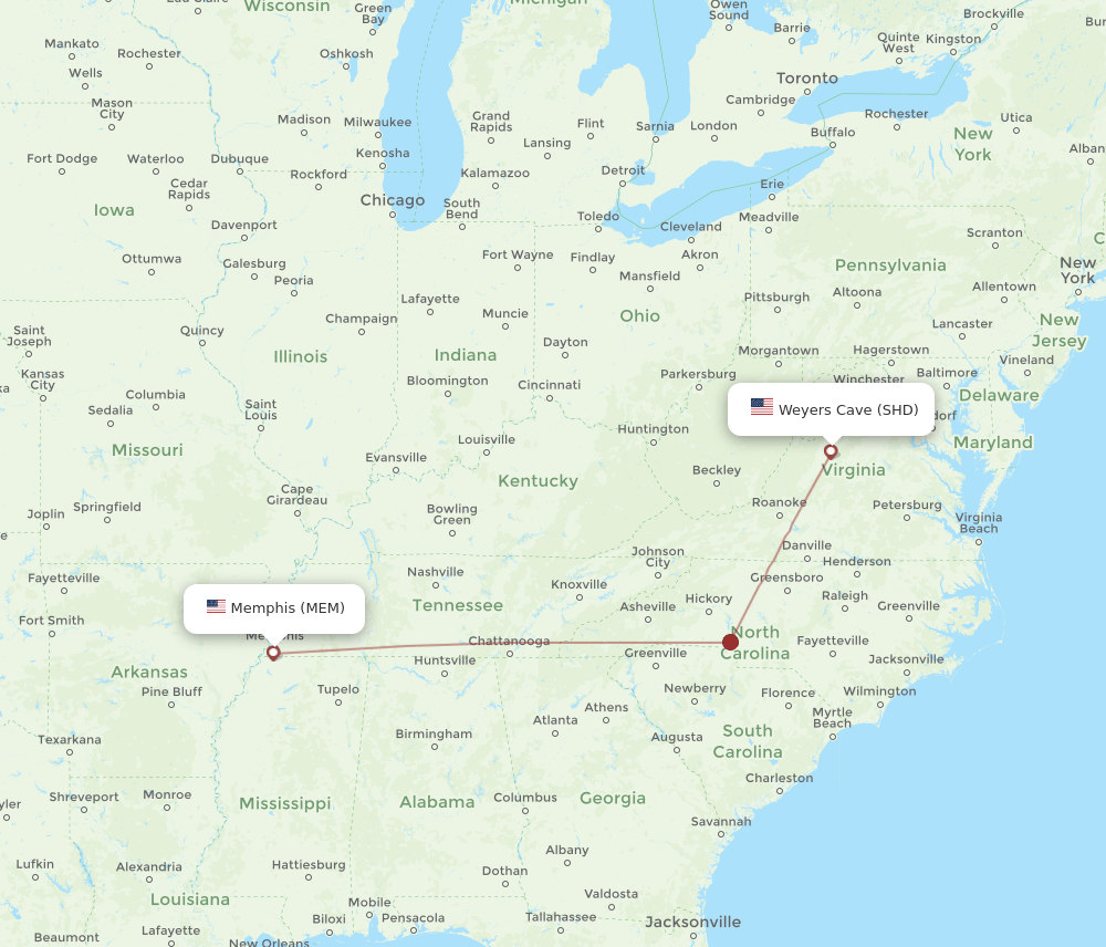 SHD-MEM flight routes